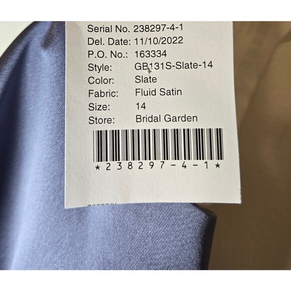 Amsale NWT Chloe Elegant Satin Evening Gown in Slate Size 14 - Picture 14 of 15